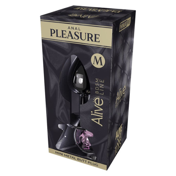 Серебристая анальная втулка Mini Metal Butt Plug Size M с розовым кристаллом Серебристая анальная втулка Mini Metal Butt Plug Size M с розовым кристаллом
