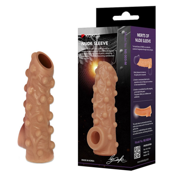 Телесная насадка с бугорками и открытой головкой Nude Sleeve L - 14 см. Телесная насадка с бугорками и открытой головкой Nude Sleeve L - 14 см.