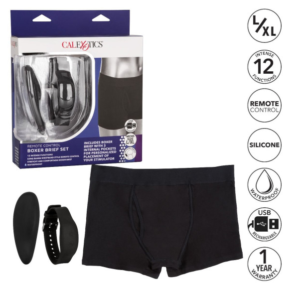Черные трусы-боксеры с вибромассажером Remote Control Panty Set L/XL Черные трусы-боксеры с вибромассажером Remote Control Panty Set L/XL