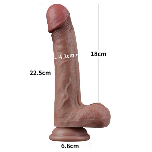 Коричневый фаллоимитатор 9 Dual Layered Silicone - 22,5 см. Коричневый фаллоимитатор 9 Dual Layered Silicone - 22,5 см.