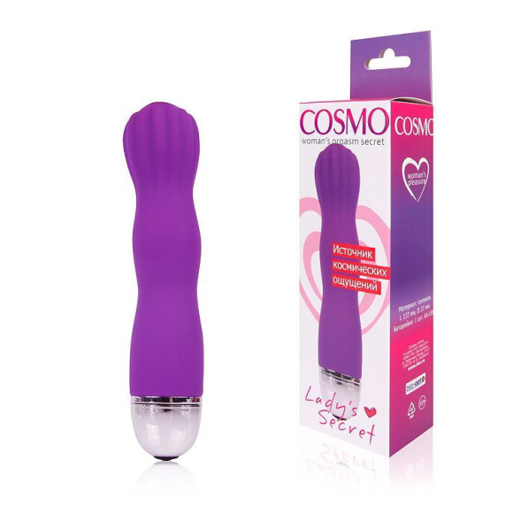 Фантазийный фиолетовый силиконовый вибратор Cosmo - 13,7 см. Фантазийный фиолетовый силиконовый вибратор Cosmo - 13,7 см.