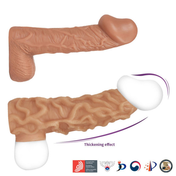 Телесная насадка с венками и открытой головкой Nude Sleeve L - 14 см. Телесная насадка с венками и открытой головкой Nude Sleeve L - 14 см.