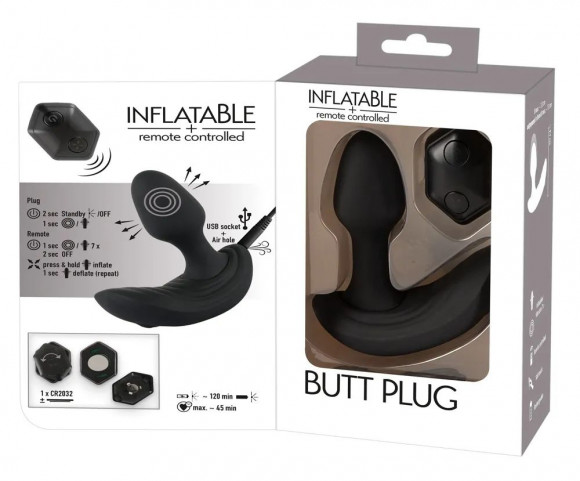 Черный вибростимулятор простаты Butt Plug с функцией расширения - 10,7 см. Черный вибростимулятор простаты Butt Plug с функцией расширения - 10,7 см.