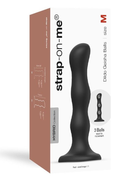 Черная насадка Strap-On-Me Dildo Geisha Balls size M Черная насадка Strap-On-Me Dildo Geisha Balls size M