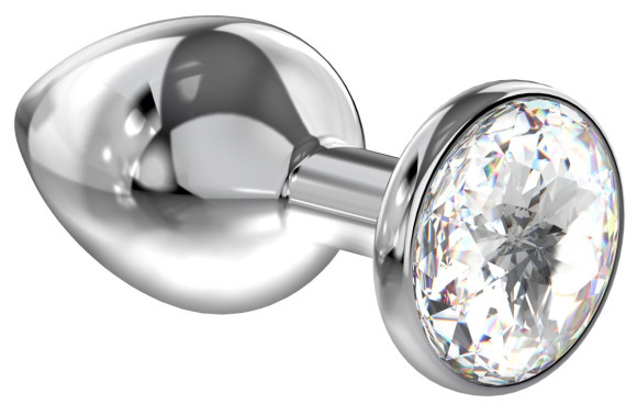 Большая серебристая анальная пробка Diamond Clear Sparkle Large с прозрачным кристаллом - 8 см. Большая серебристая анальная пробка Diamond Clear Sparkle Large с прозрачным кристаллом - 8 см.
