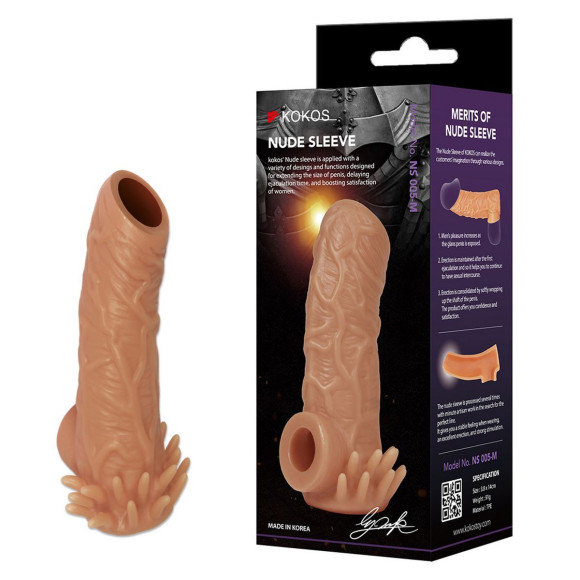 Телесная насадка с усиками и открытой головкой Nude Sleeve L - 14 см. Телесная насадка с усиками и открытой головкой Nude Sleeve L - 14 см.