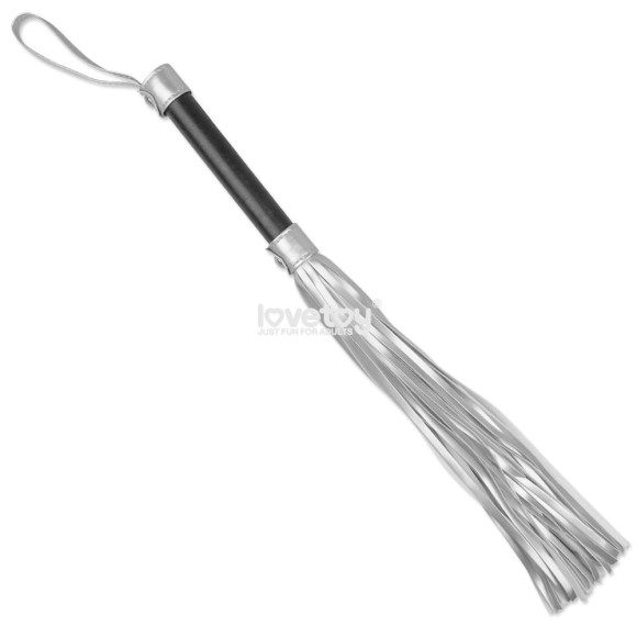 Серебристая плетка Struggle My Flogger с черной ручкой - 45 см. Серебристая плетка Struggle My Flogger с черной ручкой - 45 см.