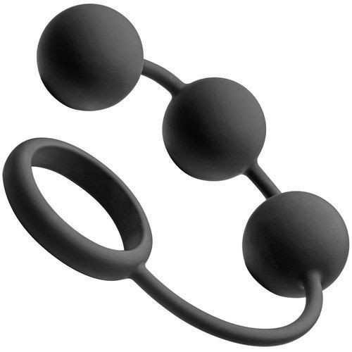 Анальные шарики Silicone Cock Ring with 3 Weighted Balls Анальные шарики Silicone Cock Ring with 3 Weighted Balls