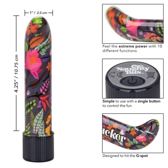 Черный мини-вибратор с цветочным принтом Lil Fucker Mini G-Spot Vibrator - 12,75 см. Черный мини-вибратор с цветочным принтом Lil Fucker Mini G-Spot Vibrator - 12,75 см.