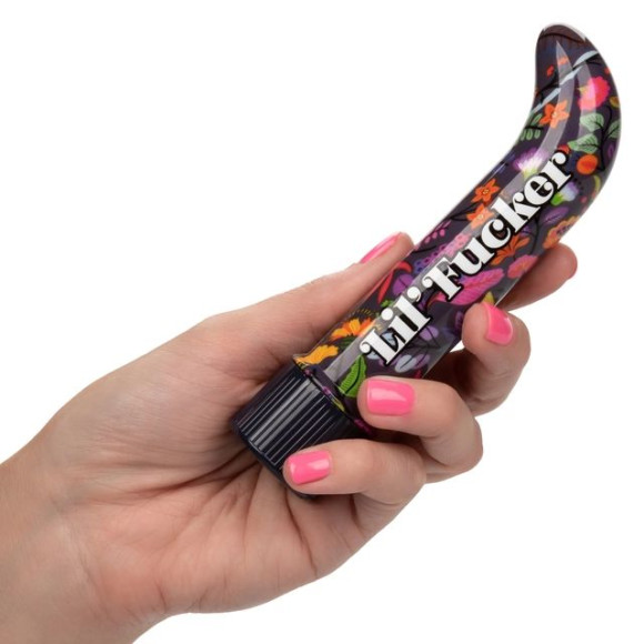 Черный мини-вибратор с цветочным принтом Lil Fucker Mini G-Spot Vibrator - 12,75 см. Черный мини-вибратор с цветочным принтом Lil Fucker Mini G-Spot Vibrator - 12,75 см.