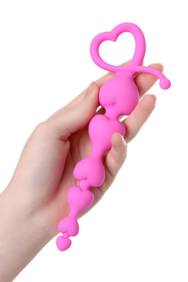 Розовая силиконовая анальная цепочка Sweety - 18,5 см. Розовая силиконовая анальная цепочка Sweety - 18,5 см.