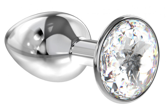 Малая серебристая анальная пробка Diamond Clear Sparkle Small с прозрачным кристаллом - 7 см. Малая серебристая анальная пробка Diamond Clear Sparkle Small с прозрачным кристаллом - 7 см.