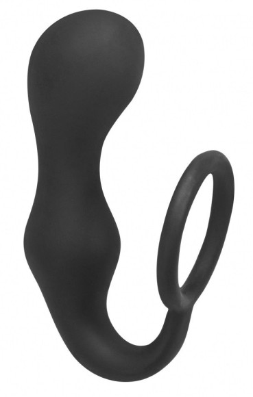 Чёрное эрекционное кольцо с анальной пробкой Double Pleasure Anal Plug Чёрное эрекционное кольцо с анальной пробкой Double Pleasure Anal Plug