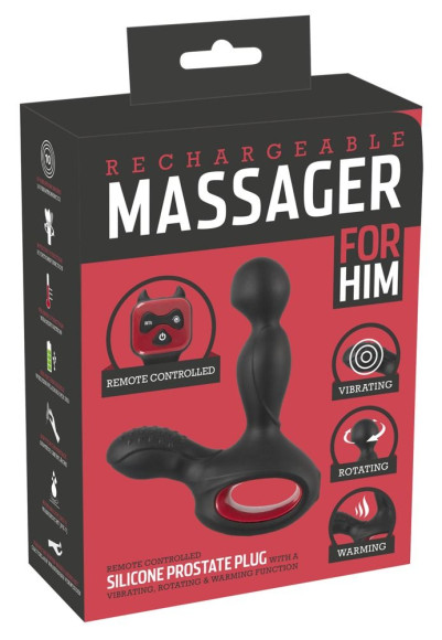 Черный вибромассажер простаты с нагревом и ротацией Prostate Plug - 14,5 см. Черный вибромассажер простаты с нагревом и ротацией Prostate Plug - 14,5 см.