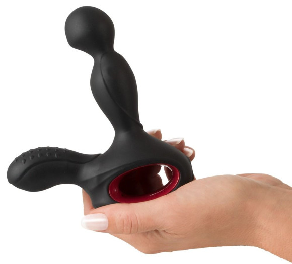 Черный вибромассажер простаты с нагревом и ротацией Prostate Plug - 14,5 см. Черный вибромассажер простаты с нагревом и ротацией Prostate Plug - 14,5 см.