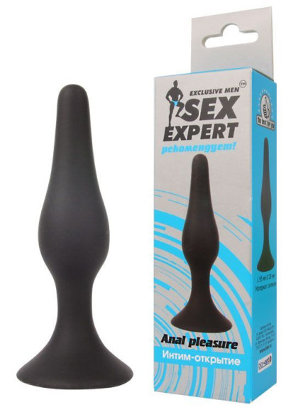 Чёрная анальная пробка Sex Expert - 9,5 см. Чёрная анальная пробка Sex Expert - 9,5 см.