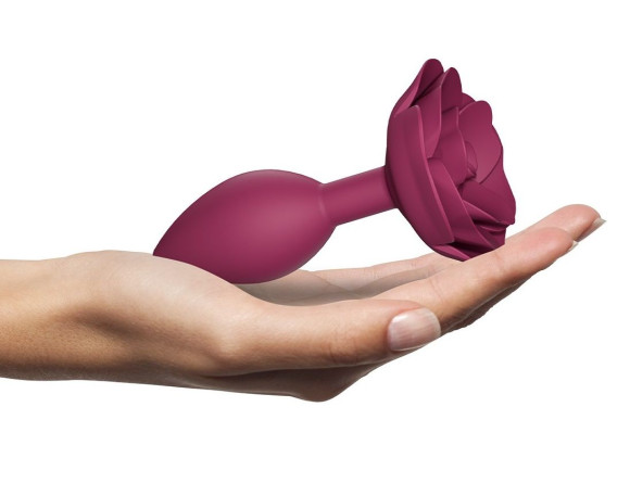 Сливовая анальная пробка с ограничителем-розой Open Rose Size M Butt Plug Сливовая анальная пробка с ограничителем-розой Open Rose Size M Butt Plug