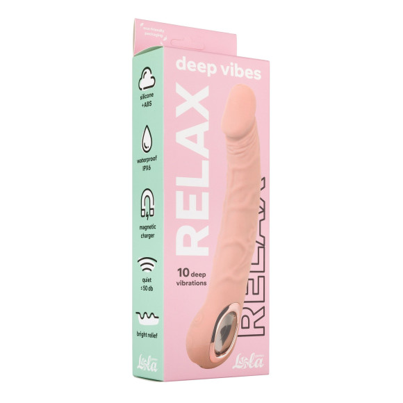 Телесный перезаряжаемый реалистичный вибратор Relax - 22 см. Телесный перезаряжаемый реалистичный вибратор Relax - 22 см.