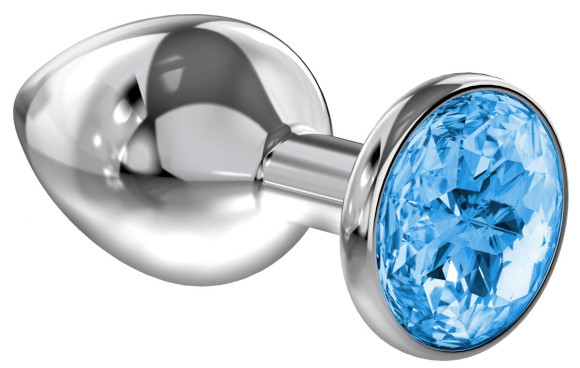 Большая серебристая анальная пробка Diamond Light blue Sparkle Large с голубым кристаллом - 8 см. Большая серебристая анальная пробка Diamond Light blue Sparkle Large с голубым кристаллом - 8 см.
