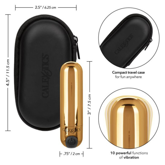 Золотистая вибропуля в чехле для хранения Rechargeable Hideaway Bullet - 7,5 см. Золотистая вибропуля в чехле для хранения Rechargeable Hideaway Bullet - 7,5 см.