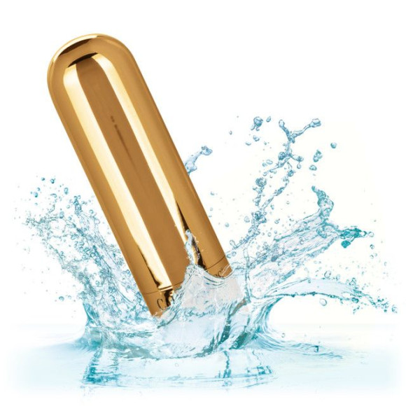 Золотистая вибропуля в чехле для хранения Rechargeable Hideaway Bullet - 7,5 см. Золотистая вибропуля в чехле для хранения Rechargeable Hideaway Bullet - 7,5 см.