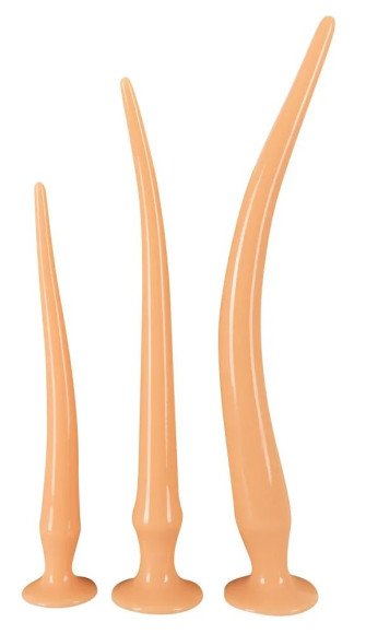Набор из 3 телесных удлиненных анальных пробок Super Long Flexible Butt Plug Set Набор из 3 телесных удлиненных анальных пробок Super Long Flexible Butt Plug Set