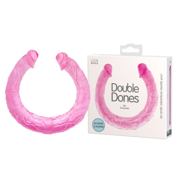 Розовый двухголовый фаллоимитатор Double Dones - 44 см. Розовый двухголовый фаллоимитатор Double Dones - 44 см.