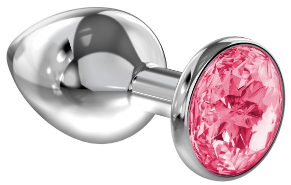 Большая серебристая анальная пробка Diamond Pink Sparkle Large с розовым кристаллом - 8 см. Большая серебристая анальная пробка Diamond Pink Sparkle Large с розовым кристаллом - 8 см.