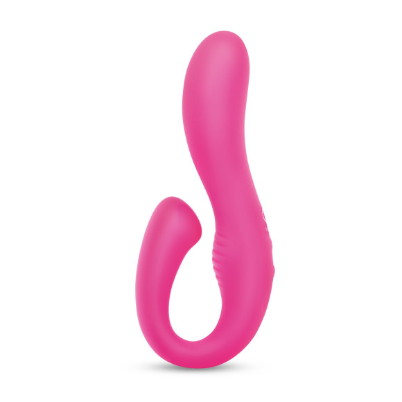 Розовый вибромассажер с клиторальным отростком Harmony Vibe - 16,8 см. Розовый вибромассажер с клиторальным отростком Harmony Vibe - 16,8 см.