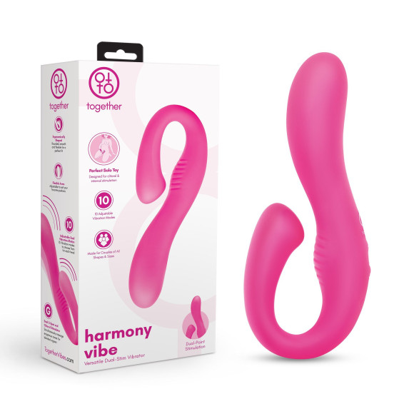 Розовый вибромассажер с клиторальным отростком Harmony Vibe - 16,8 см. Розовый вибромассажер с клиторальным отростком Harmony Vibe - 16,8 см.