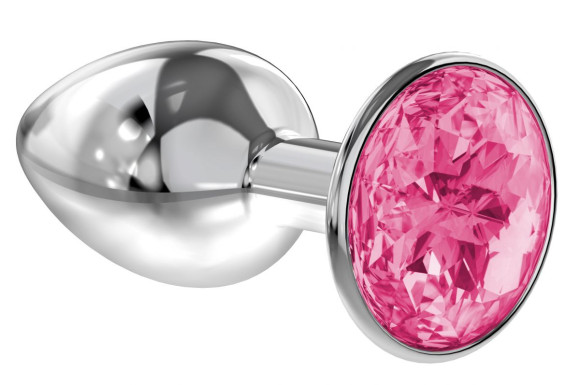 Малая серебристая анальная пробка Diamond Pink Sparkle Small с розовым кристаллом - 7 см. Малая серебристая анальная пробка Diamond Pink Sparkle Small с розовым кристаллом - 7 см.