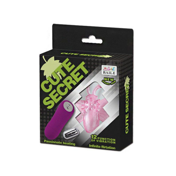 Розовый вибростимулятор в виде бабочки Cute Secret с проводным пультом Розовый вибростимулятор в виде бабочки Cute Secret с проводным пультом