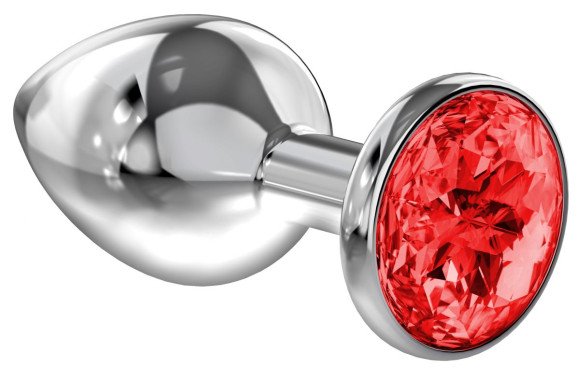 Большая серебристая анальная пробка Diamond Red Sparkle Large с красным кристаллом - 8 см. Большая серебристая анальная пробка Diamond Red Sparkle Large с красным кристаллом - 8 см.