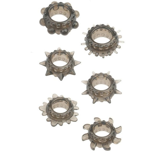 Набор из 6 дымчатых эрекционных колец MENZSTUFF 6PC STRECHEABLE RING SET Набор из 6 дымчатых эрекционных колец MENZSTUFF 6PC STRECHEABLE RING SET