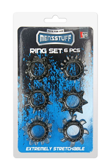 Набор из 6 дымчатых эрекционных колец MENZSTUFF 6PC STRECHEABLE RING SET Набор из 6 дымчатых эрекционных колец MENZSTUFF 6PC STRECHEABLE RING SET