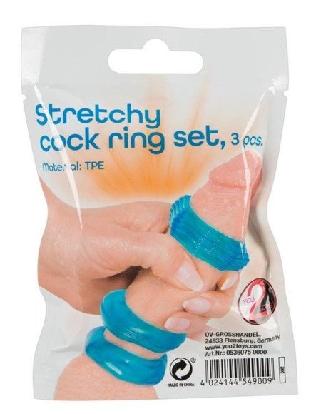 Набор из 3 голубых эрекционных колец Stretchy Cock Ring Набор из 3 голубых эрекционных колец Stretchy Cock Ring