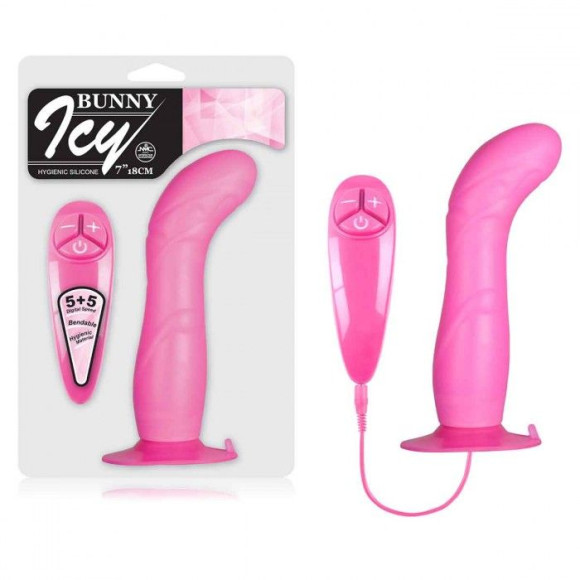Розовый вибратор для G-точки BUNNY ICY - 18 см. Розовый вибратор для G-точки BUNNY ICY - 18 см.