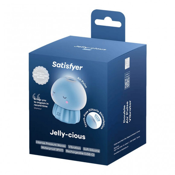 Голубой вакуумный стимулятор клитора в форме медузы Satisfyer Jelly-cious Голубой вакуумный стимулятор клитора в форме медузы Satisfyer Jelly-cious