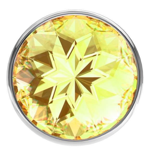 Большая серебристая анальная пробка Diamond Yellow Sparkle Large с жёлтым кристаллом - 8 см. Большая серебристая анальная пробка Diamond Yellow Sparkle Large с жёлтым кристаллом - 8 см.