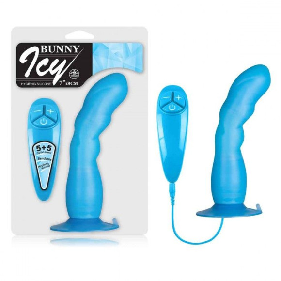 Голубой вибратор для G-точки BUNNY ICY - 18 см. Голубой вибратор для G-точки BUNNY ICY - 18 см.