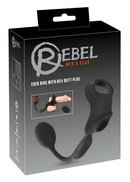 Черное виброкольцо с анальной пробкой Cock Ring with RC Butt Plug Черное виброкольцо с анальной пробкой Cock Ring with RC Butt Plug