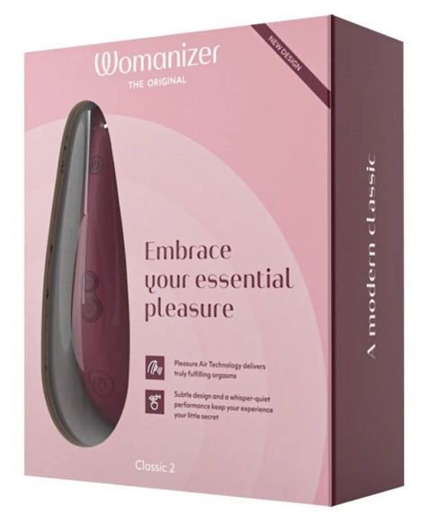 Бордовый бесконтактный стимулятор клитора Womanizer Classic 2 Бордовый бесконтактный стимулятор клитора Womanizer Classic 2
