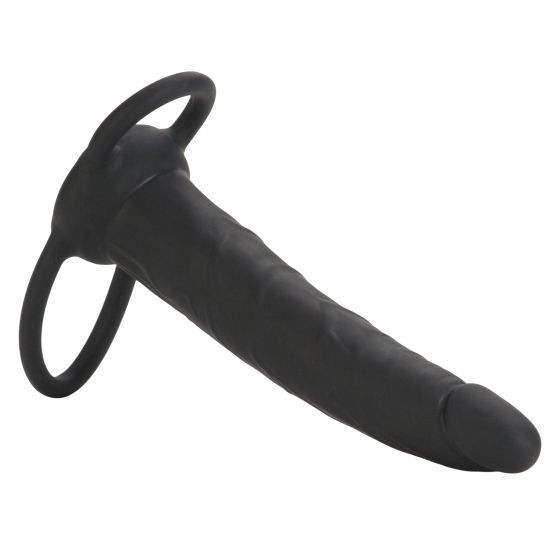 Чёрная насадка на фаллос для двойного проникновения Silicone Double Rider - 14 см. Чёрная насадка на фаллос для двойного проникновения Silicone Double Rider - 14 см.