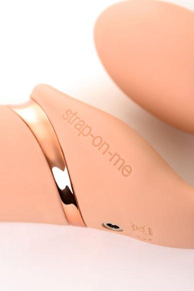 Телесный безремневой вибрострапон Vibrating Bendable Strap-On - size L Телесный безремневой вибрострапон Vibrating Bendable Strap-On - size L