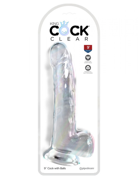 Прозрачный фаллоимитатор с мошонкой на присоске 9’’ Cock with Balls - 24,8 см. Прозрачный фаллоимитатор с мошонкой на присоске 9’’ Cock with Balls - 24,8 см.