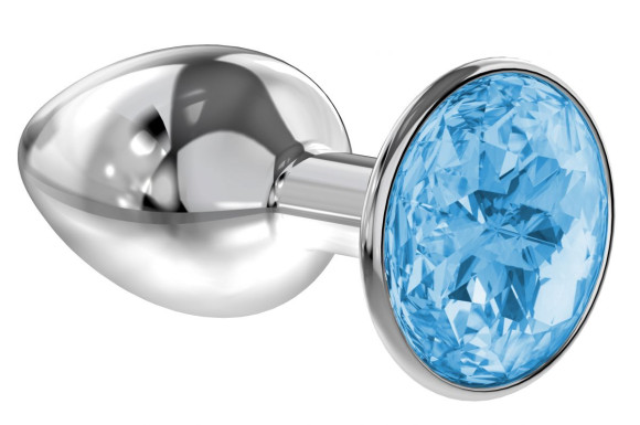 Малая серебристая анальная пробка Diamond Light blue Sparkle Small с голубым кристаллом - 7 см. Малая серебристая анальная пробка Diamond Light blue Sparkle Small с голубым кристаллом - 7 см.