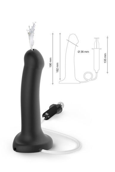 Черный фаллос с имитацией эякуляции Silicon Cum Dildo L - 19,6 см. Черный фаллос с имитацией эякуляции Silicon Cum Dildo L - 19,6 см.