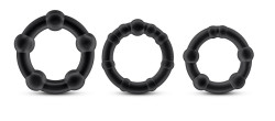 Набор из 3 чёрных эрекционных колец Stay Hard Beaded Cockrings Набор из 3 чёрных эрекционных колец Stay Hard Beaded Cockrings