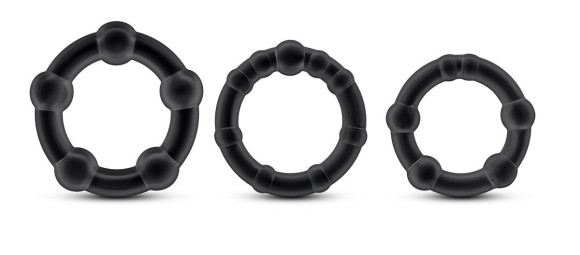 Набор из 3 чёрных эрекционных колец Stay Hard Beaded Cockrings Набор из 3 чёрных эрекционных колец Stay Hard Beaded Cockrings