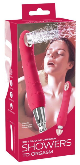 Малиновая насадка на душ с вибрацией Showers to orgasm - 20,1 см. Малиновая насадка на душ с вибрацией Showers to orgasm - 20,1 см.